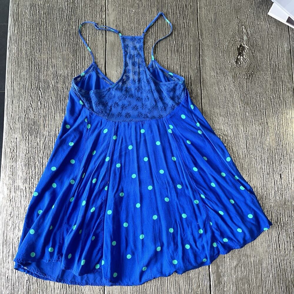 HOLLISTER Racerback Spaghetti Strap Lace Polka Dot Lined Blue Dress - XS - Picture 6 of 6